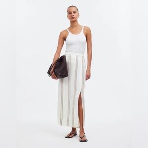 Madewell Stripe Linen Column Skirt Size S